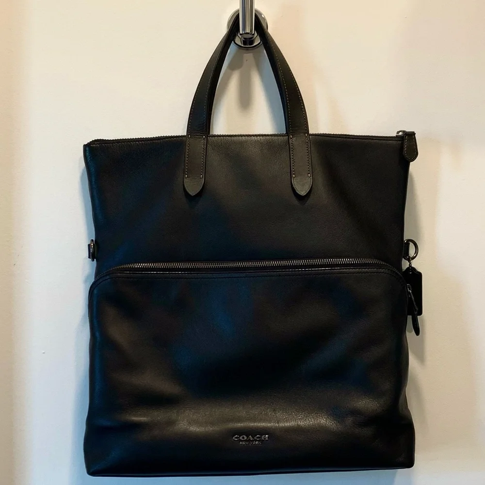 Coach Black Leather Tote Bag
